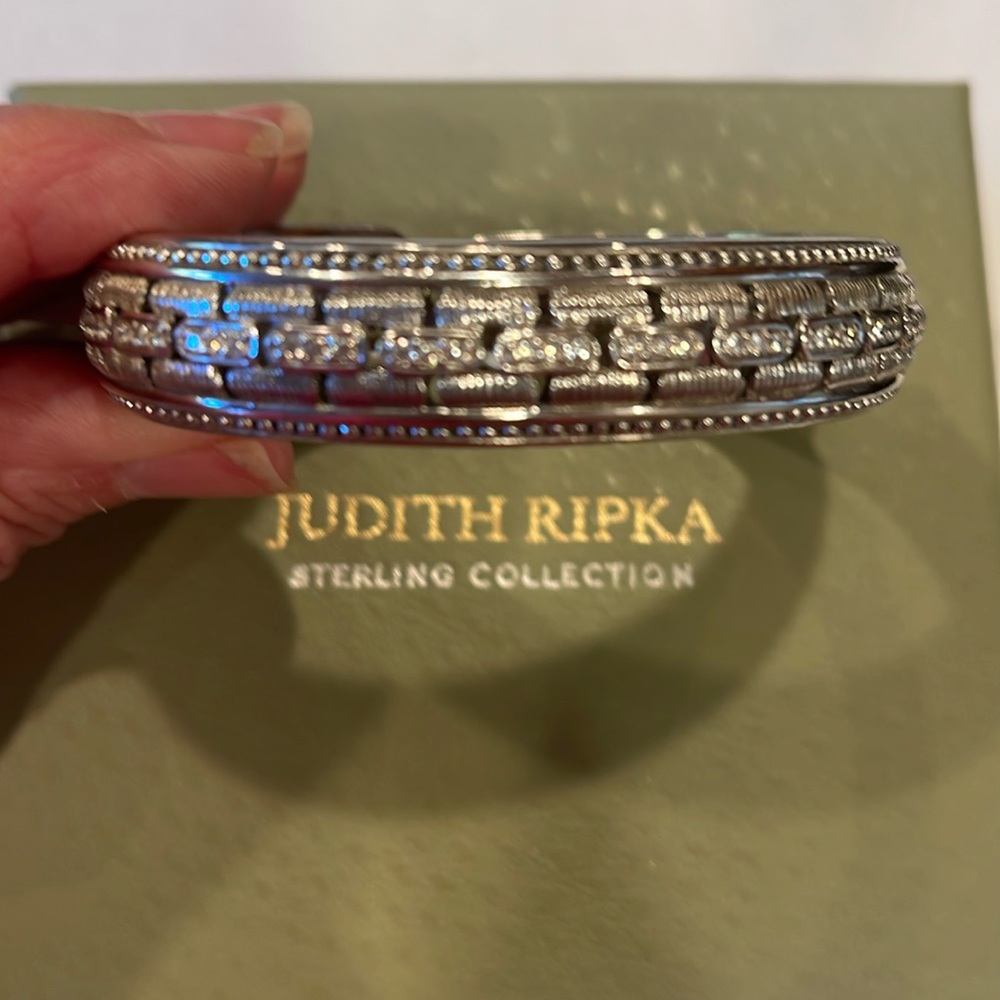 Judith Ripka 925 Silver Panther CZ/Diamonique Hinged Cuff